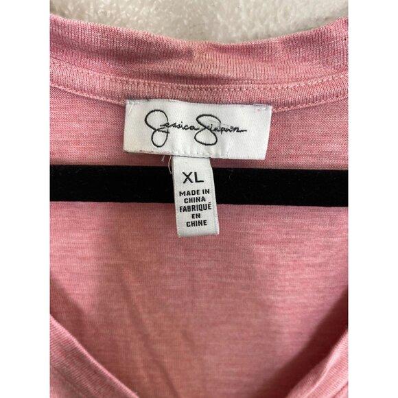 Jessica Simpson Womens Pink V-Neck Short Sleeve Lightweight Top XL viscose - Picture 3 of 7